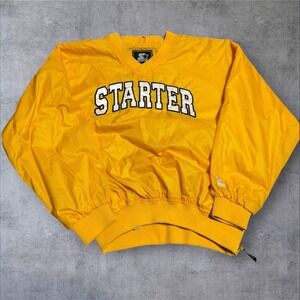 Vintage Starter Windbreaker Pullover Jacket Size XL Yellow Nylon Y2K Big Logo